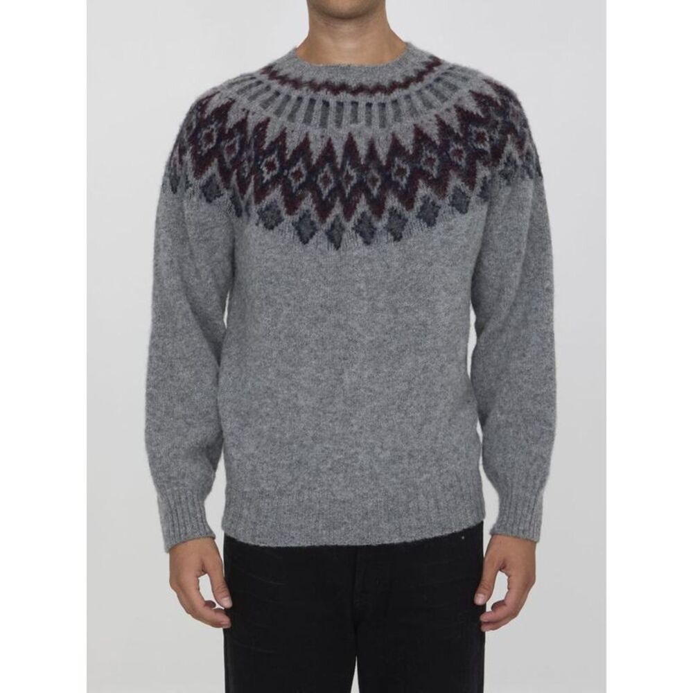 HOWLIN Men's Fair Isle Knit Wool Sweater Men GREY Sweaters & Cardigans